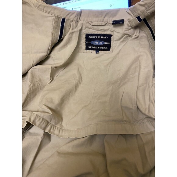 North Bay B.BM Sportswear Cotton Beige Jacket Coat Mens Size L Vintage - Picture 3 of 16